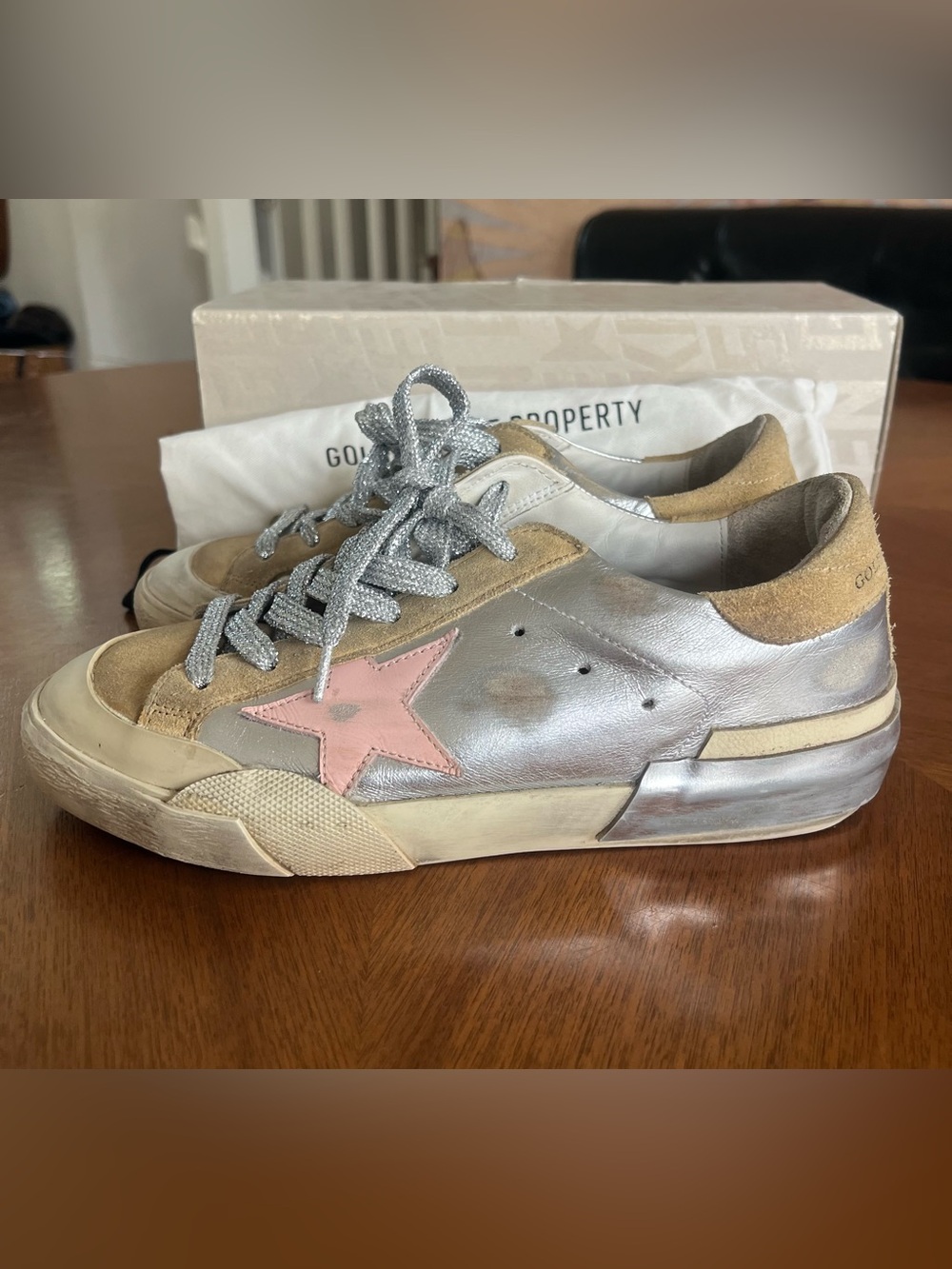 Golden Goose Limited Edition 36 Super-Star silver sand rose pink sneakers shoes